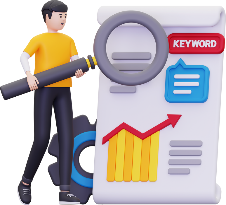 3d seo keyword research illustration